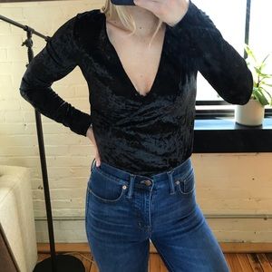 Trouvé Black Velvet Bodysuit